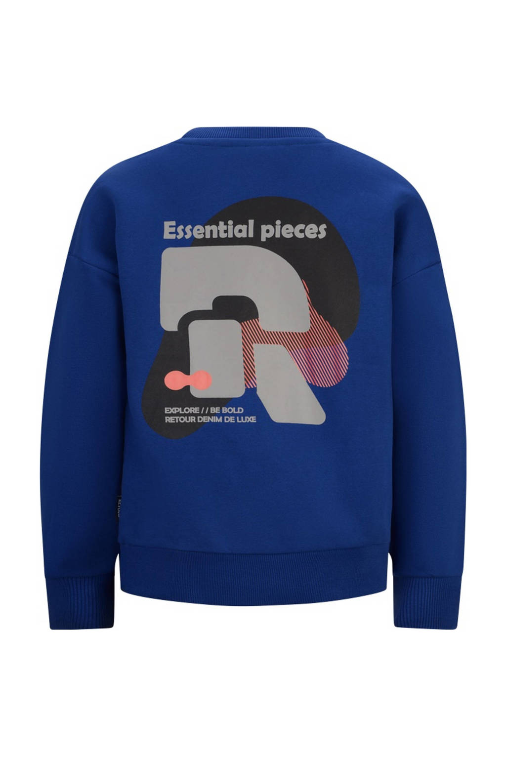 Retour Jeans sweater Hidde met backprint kobaltblauw