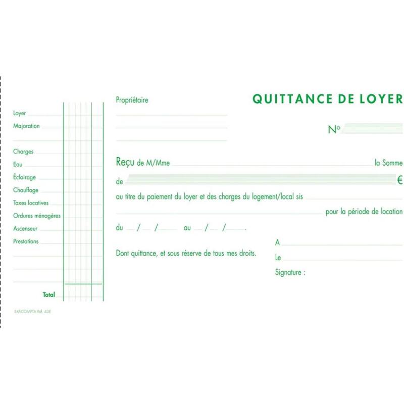 Manifold Quittances de loyer 12,5x21cm 50 feuillets tripli autocopiants