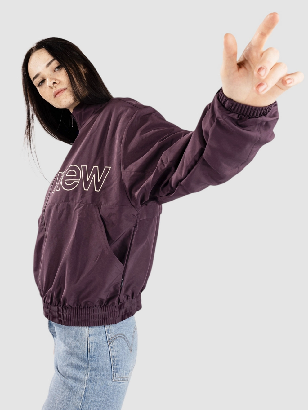 New Balance Color Blocked Woven Track Jacket plum brown