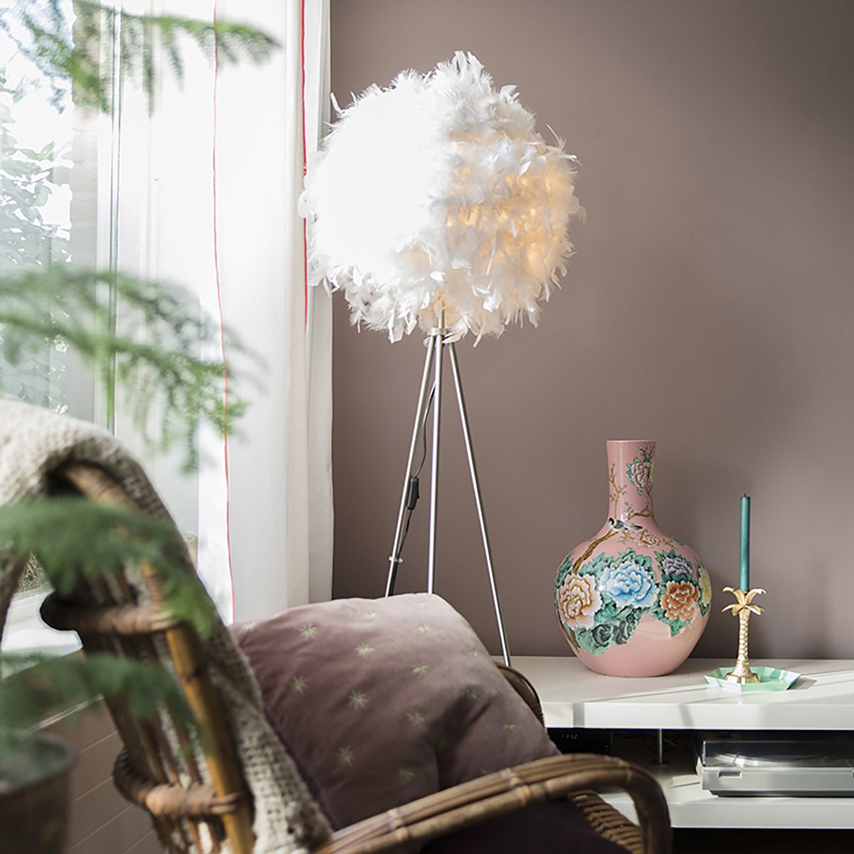 Smart romantische vloerlamp wit incl. Wifi A60 - Feather