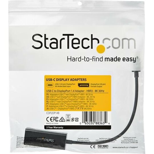 StarTech.com Adaptateur USB Type-C vers DisplayPort 8K 30 Hz