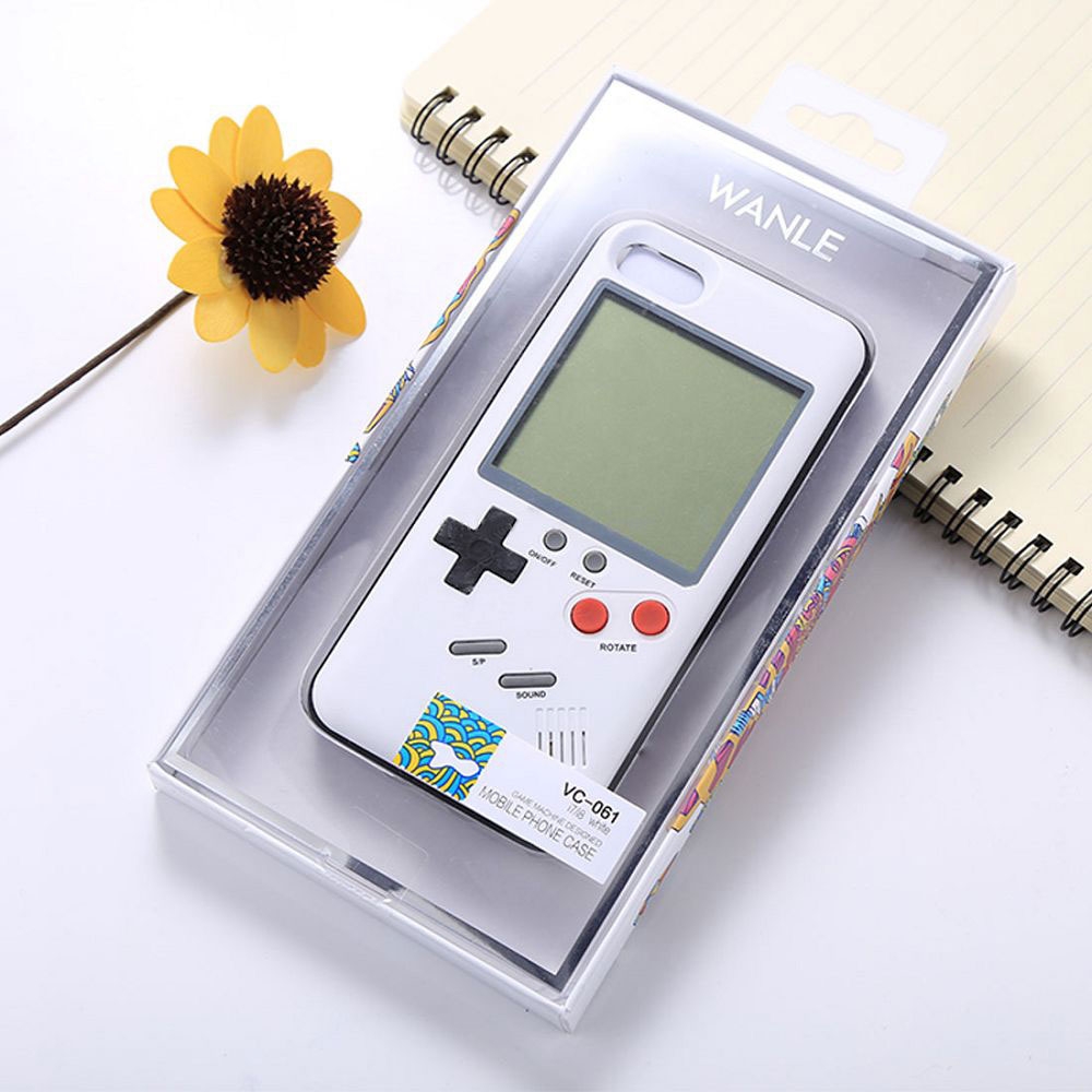 iPhone SE (2022/2020) / 8 / 7 Hardcase Hülle mit integrierter Spiele-Konsole und verschiedenen Retro-Spielen - Weiss