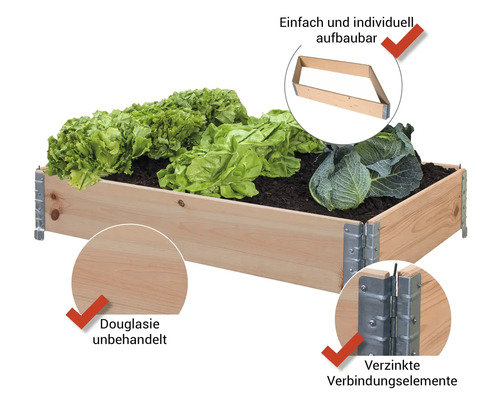 Modulair systeem voor verhoogde bedden, palletframe BUILDIFY Douglasspar 120 x 80 x 20 cm naturel