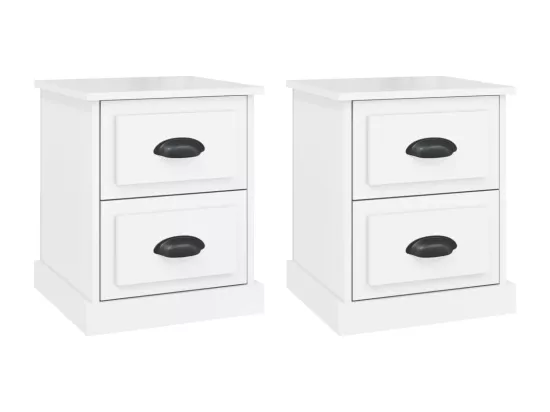 Tables de chevet 2 pcs blanc brillant 39x39x47,5 cm