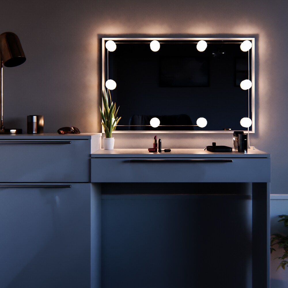 Vicco Schminktisch Little Lilli Frisiertisch Kommode Frisierkommode Spiegel Weiß inklusive LED-Lichterkette