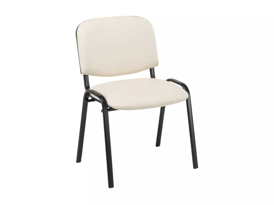 Chaise de salle à manger - Similicuir & Métal noir mat - Crème - Ken