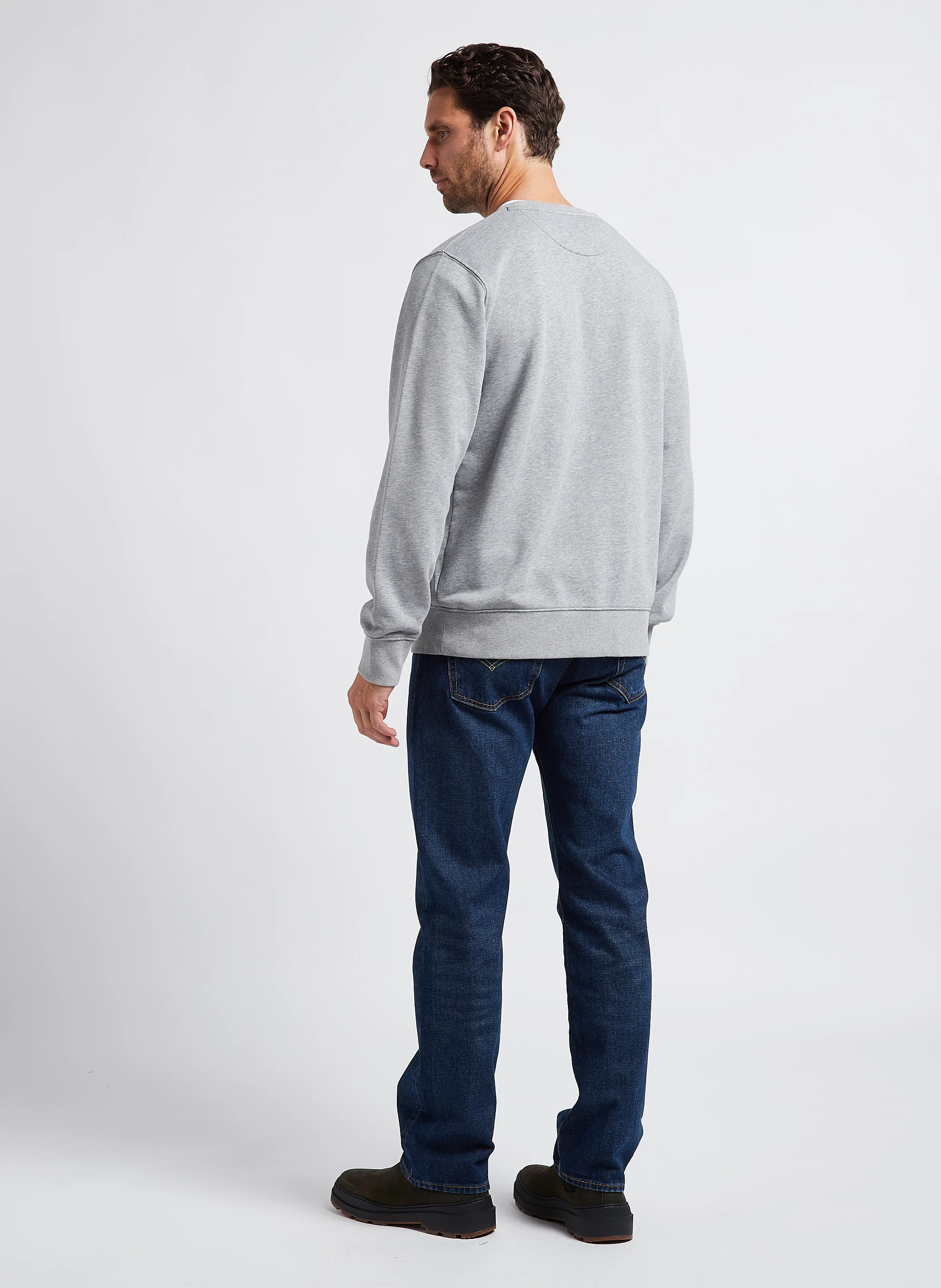 Sweatshirt col rond en coton mélangé| Gris