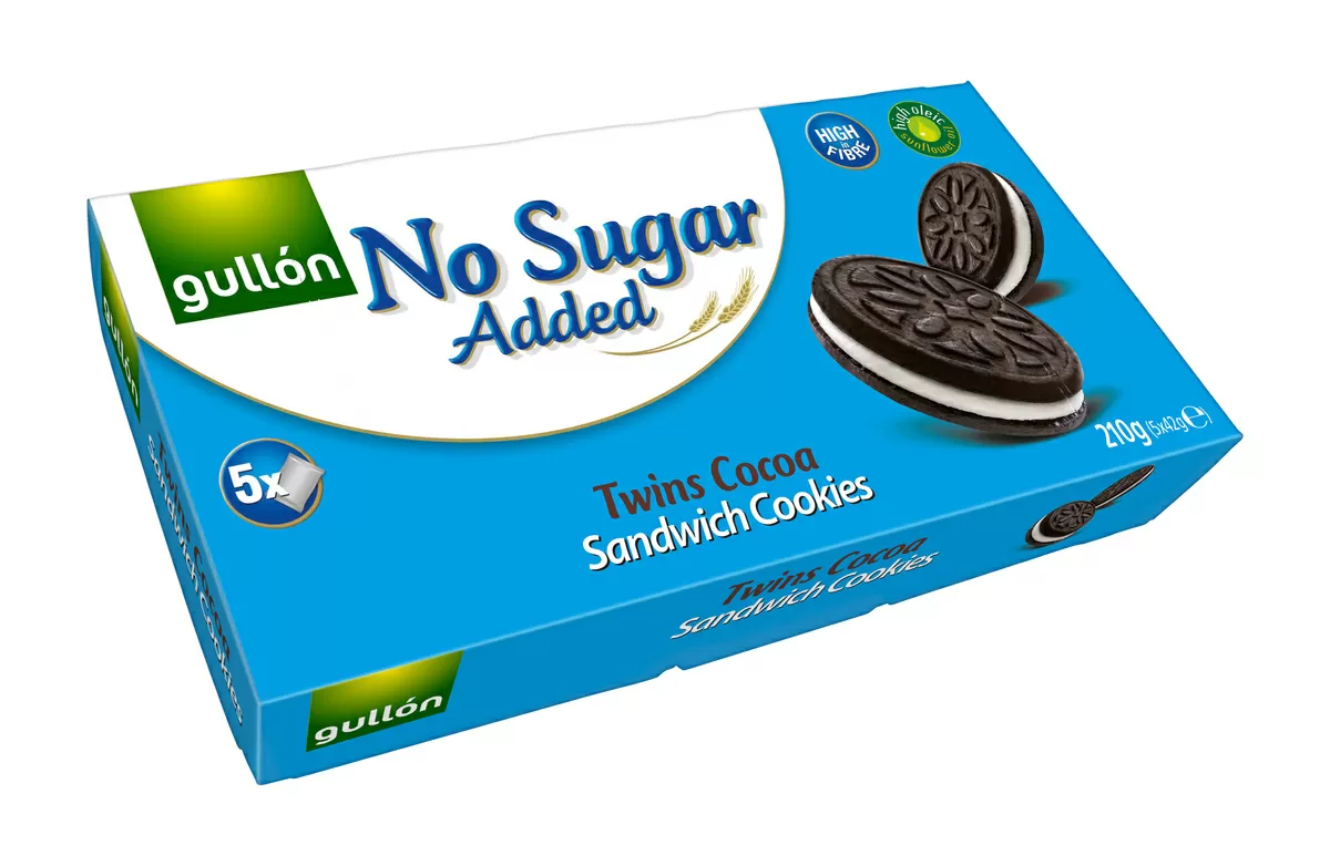 Gullón No Sugar Added Twins Cocoa Sandwich Biscuits - 210 g.