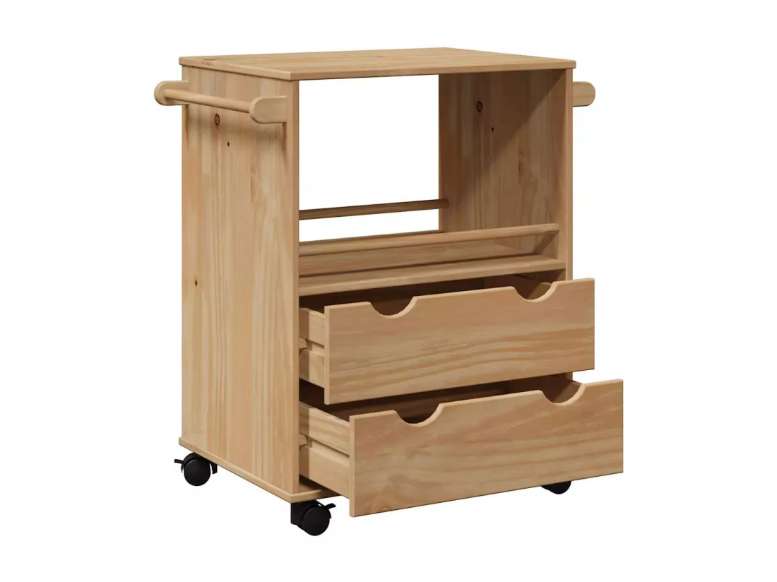 Chariot de cuisine OTTA 59x45x80 cm bois massif de pin