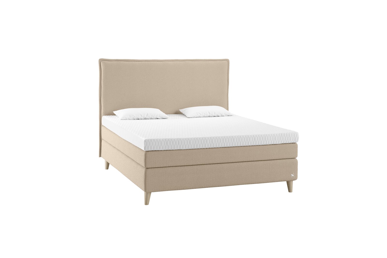 Zarah kontinentalseng Tekstil Dream Sand, Integrert overmadrass og Cone Leg 14cm Oak