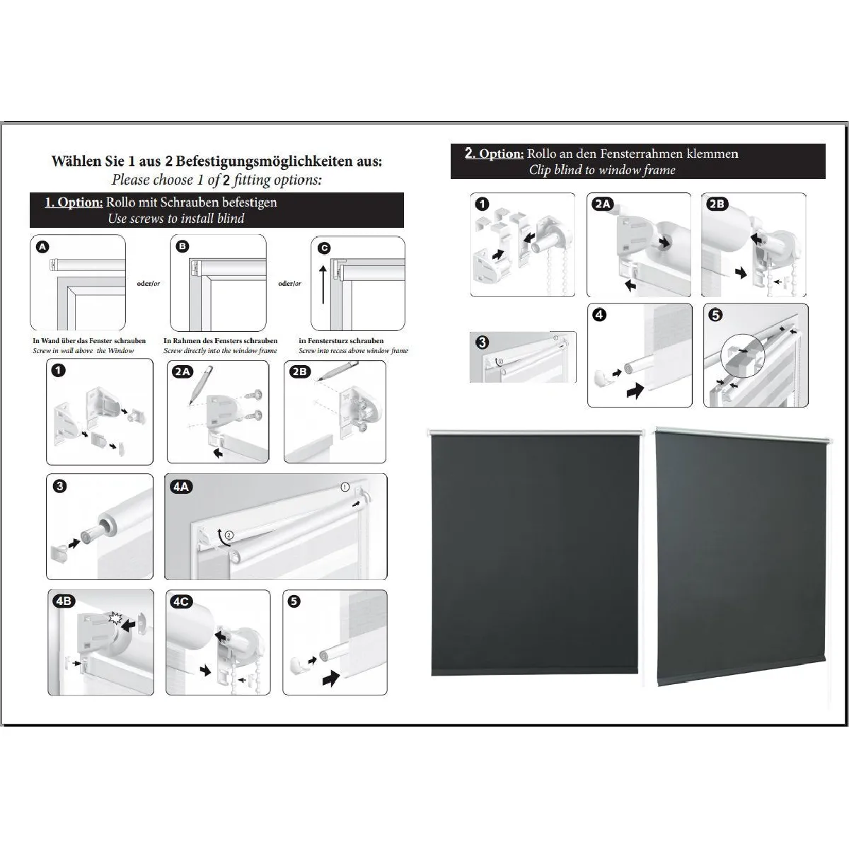Helloshop26 Store enrouleur occultant - 40 x 160 cm - Noir