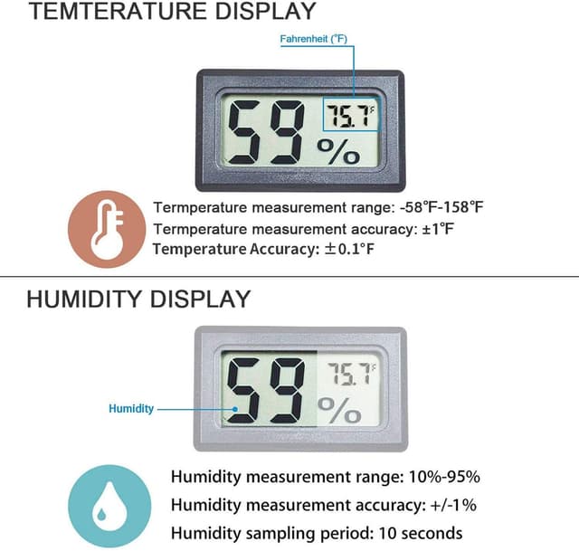 Mini LCD Hygrometer / Termometer Grå