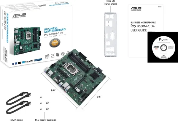 ASUS PRO B660M-C D4-CSM - Bundkort - micro ATX - LGA1700 sokkel - B660 Chipset - USB 3.2 Gen 1, USB-C Gen1 - Gigabit LAN - onboard grafik (CPU påkrævet) - HD Audio (8-kanaler)