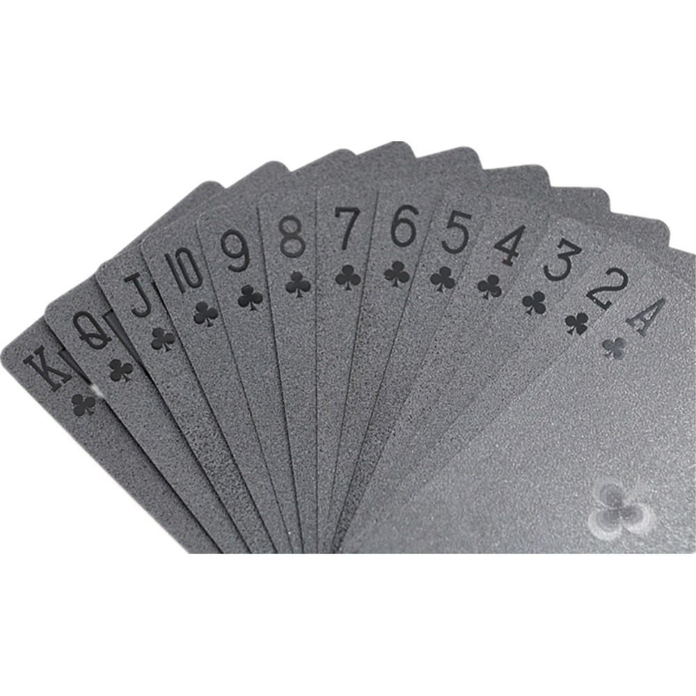 (54er Set) Poker Karten Deck Wasserfestes Jasskarten Spiel - Schwarz