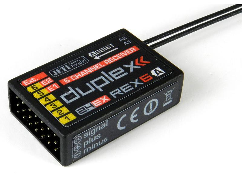 Jeti Empfänger Duplex REX 6 Assist 2.4 GHz EX Telemetrie-fähiger 6 Kanal Empfänger kompatibel mit Duplex 2.4 GHz EX und EX-Bus Protokoll