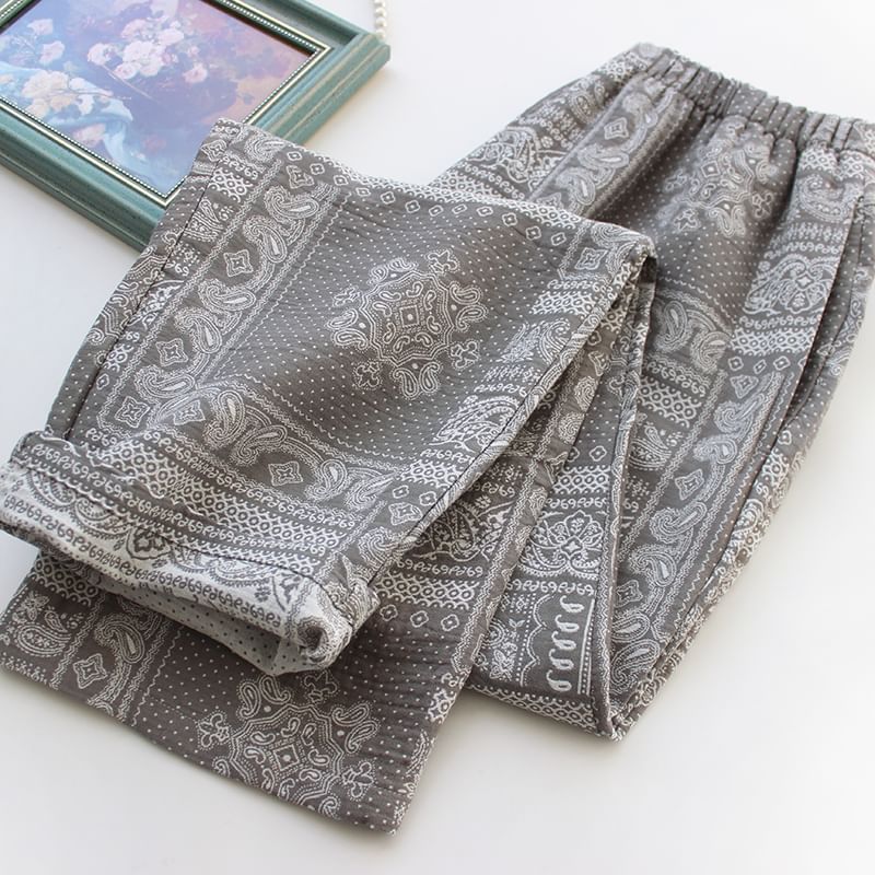 Dogini - Bijpassende pyjamabroek met hoge taille en paisleymotief (verschillende ontwerpen)