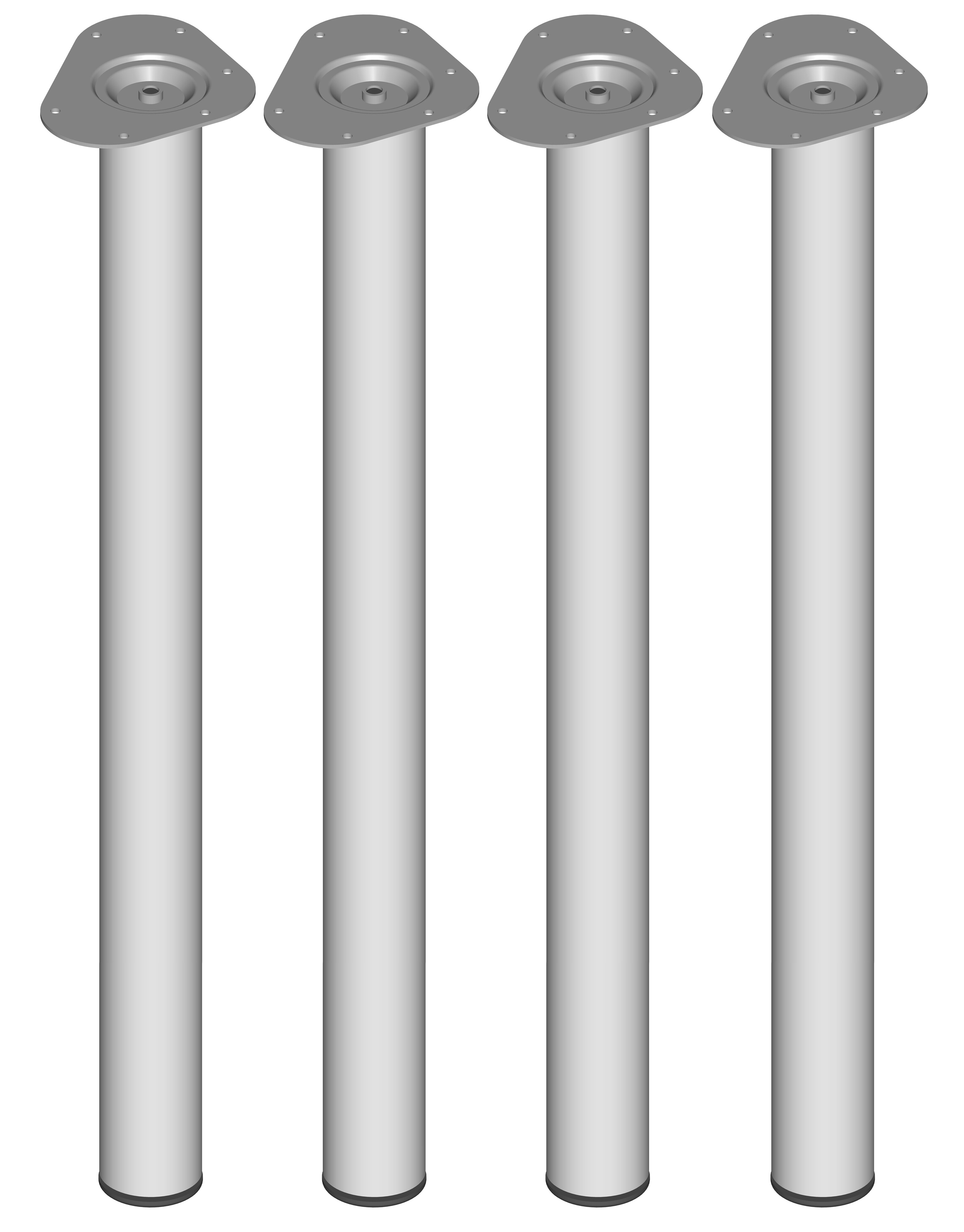 Element System Tischbeine 4er-Set TOSKANA Tischbeine Tischgestell Ø60 800mm weiß-silber