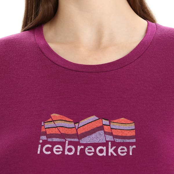 T-shirt randonnée ICEBREAKER W TECH LITE II SS TEE MOUNTAIN GEOLOGY GO BERRY