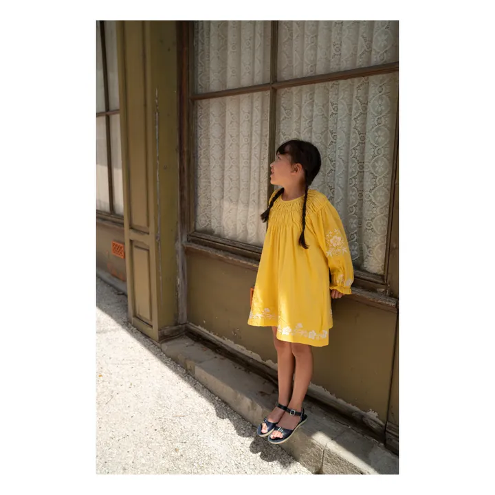 Lali Robe Tulip Brodée  | Jaune