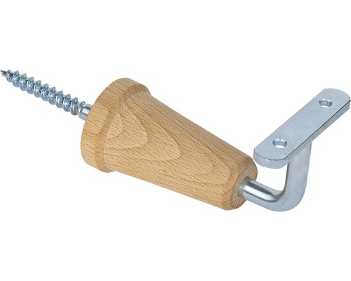 Leuningbeugel van ijzer met beukenrozet (verpakking = 2 stuks)