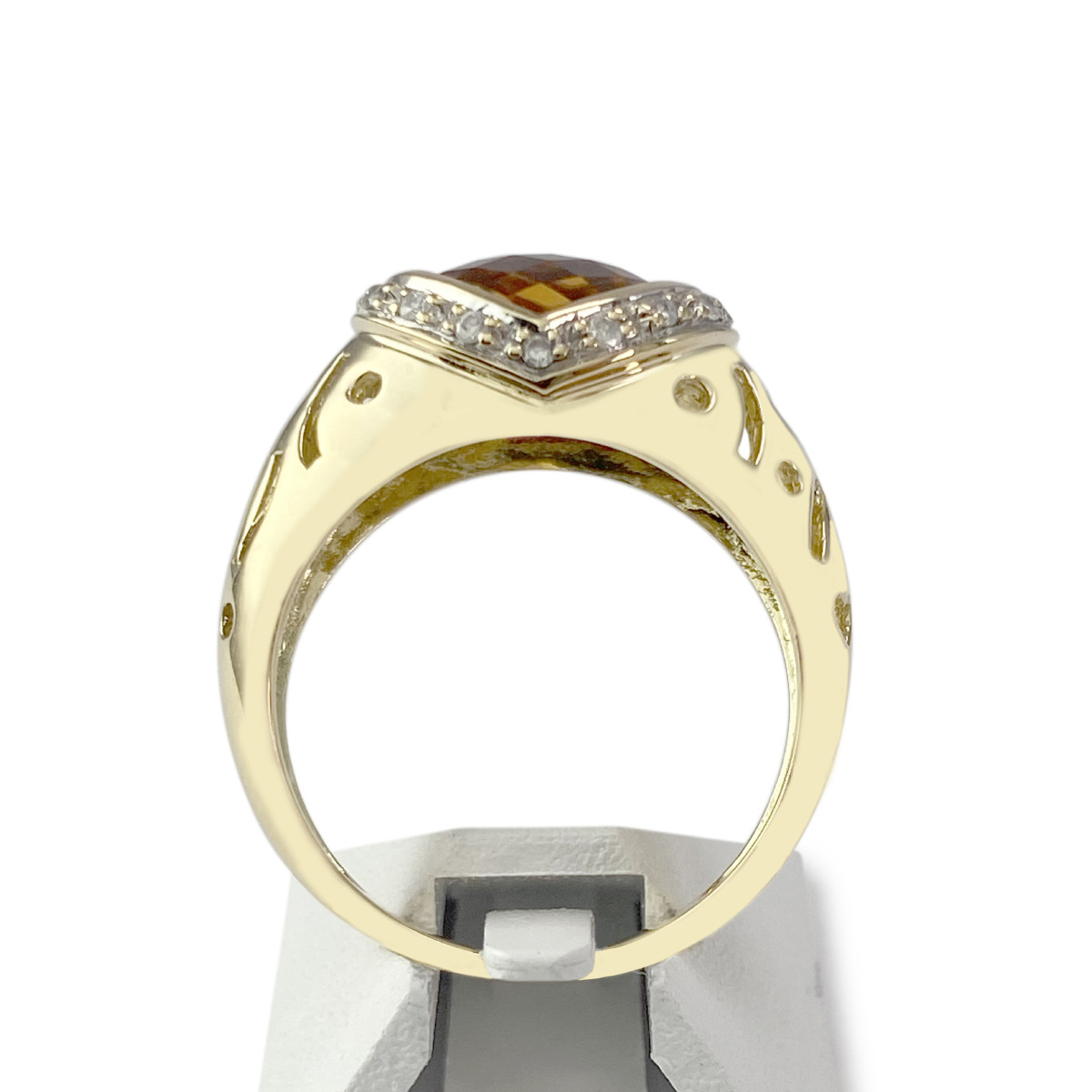 Bague d'occasion or 750 jaune et rhodié diamants citrine