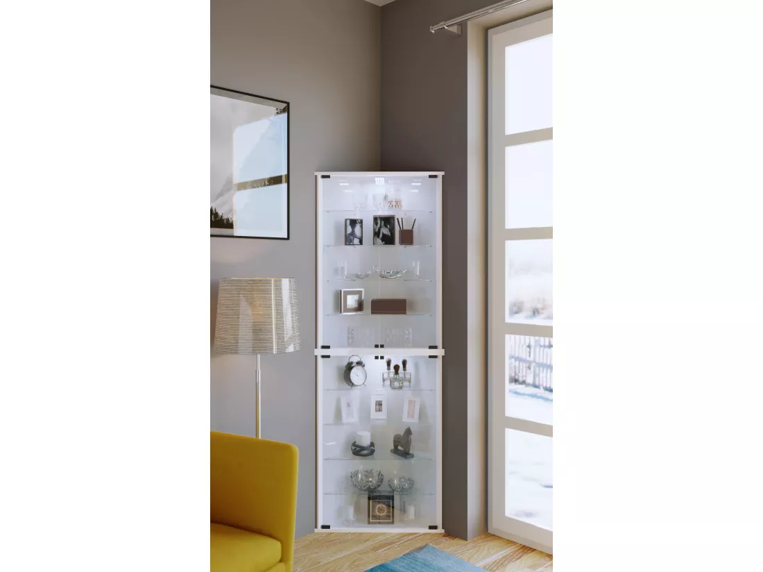 Bois Verre Vitrine d'angle Jecka