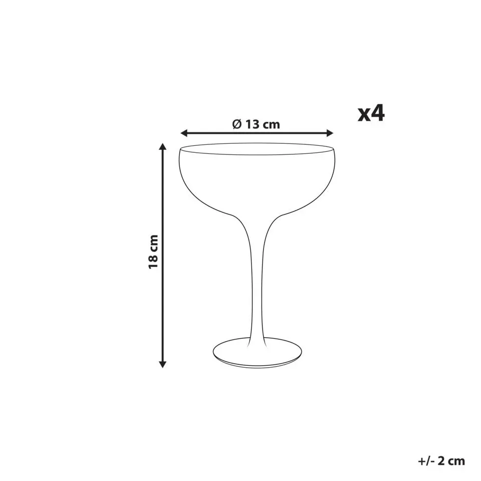 TOPAZ - Champagnecoupe set van 4 - Goud - Glas