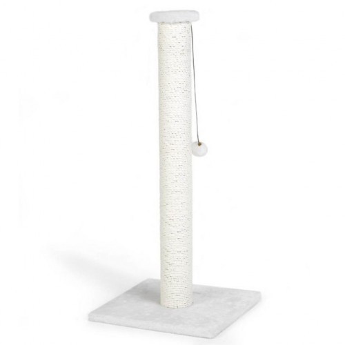 Arranhador para gato branco com bola