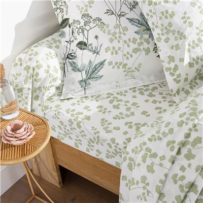 Linge de lit percale motif végétal - BECQUET CRÉATION