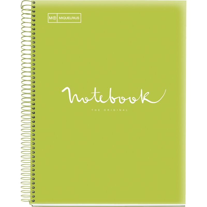 Notebook Emotions, Couverture souple, A4, séyès, 80 feuilles de 1 couleur, Miquelrius, Lime.