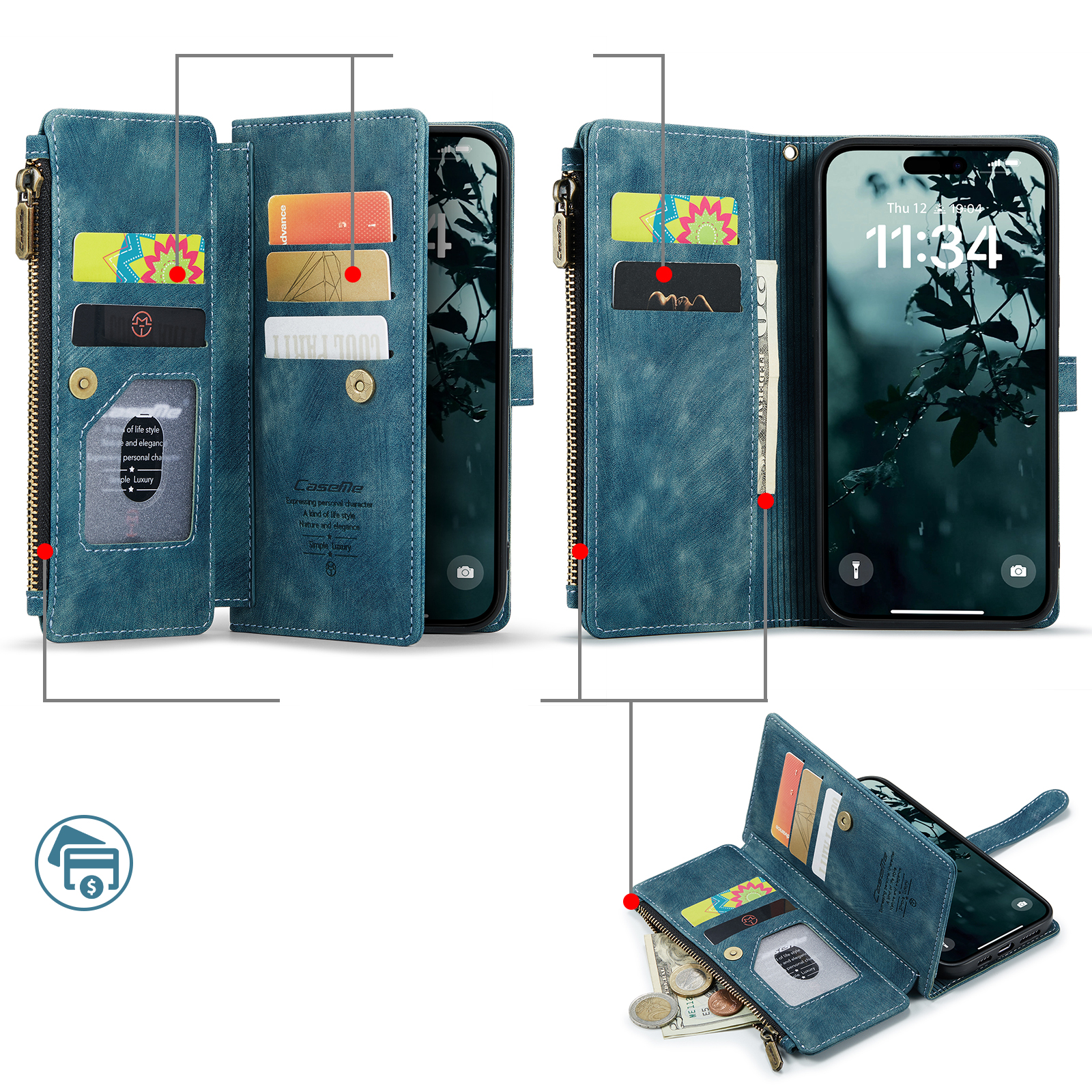 iPhone 17 2in1 Leder Tasche Karten Etui - Blau