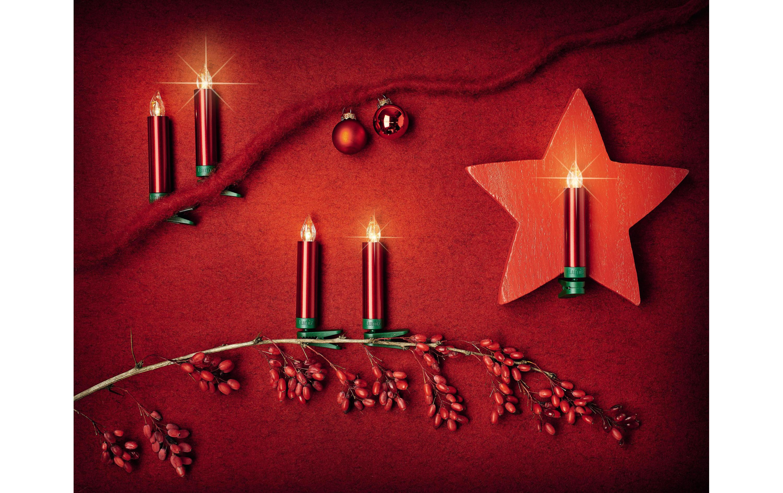 LED Baumkerze SuperLight Mini, Rot, 6er-SetErweiterungsset LED Christbaumkerzen