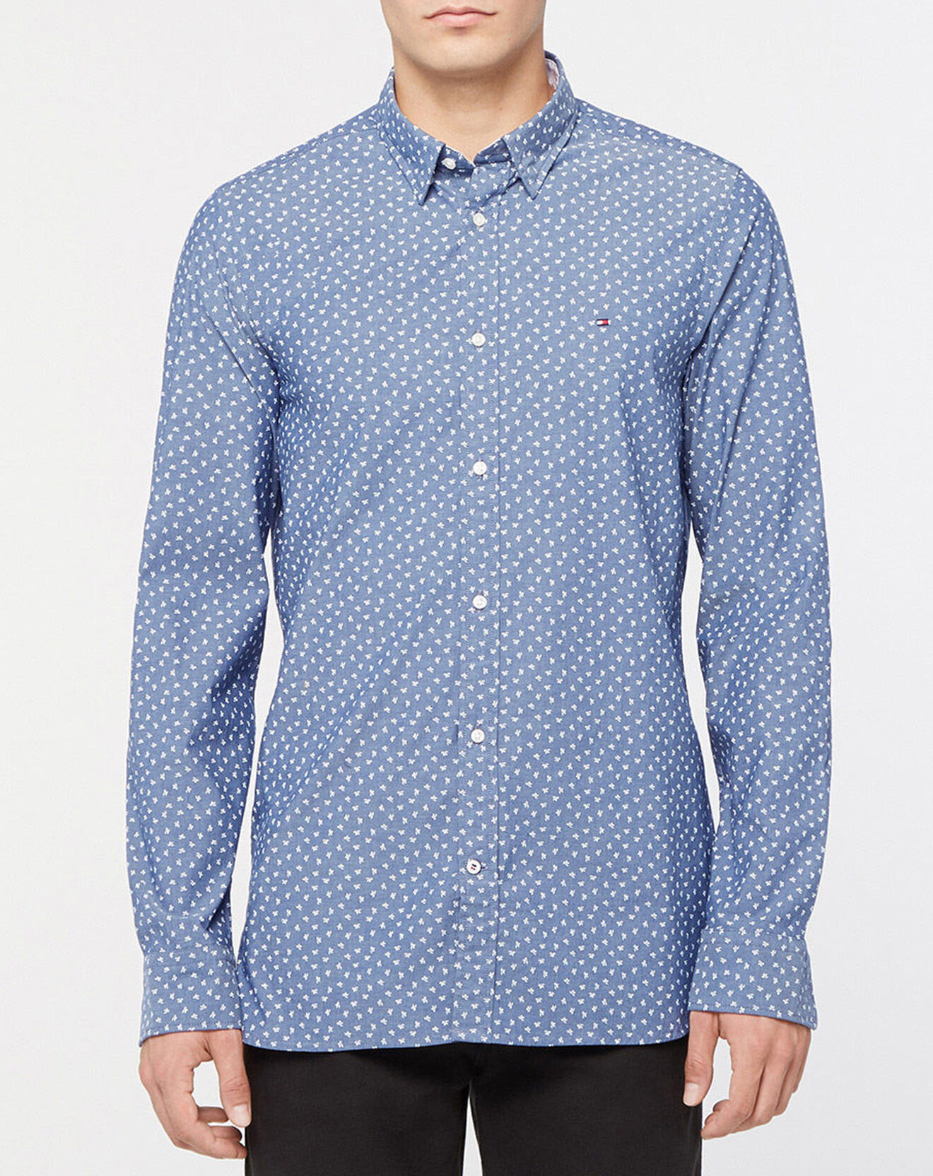 Tommy Hilfiger Chemise Slim Clover imprimé fantaisie bleu/blanc