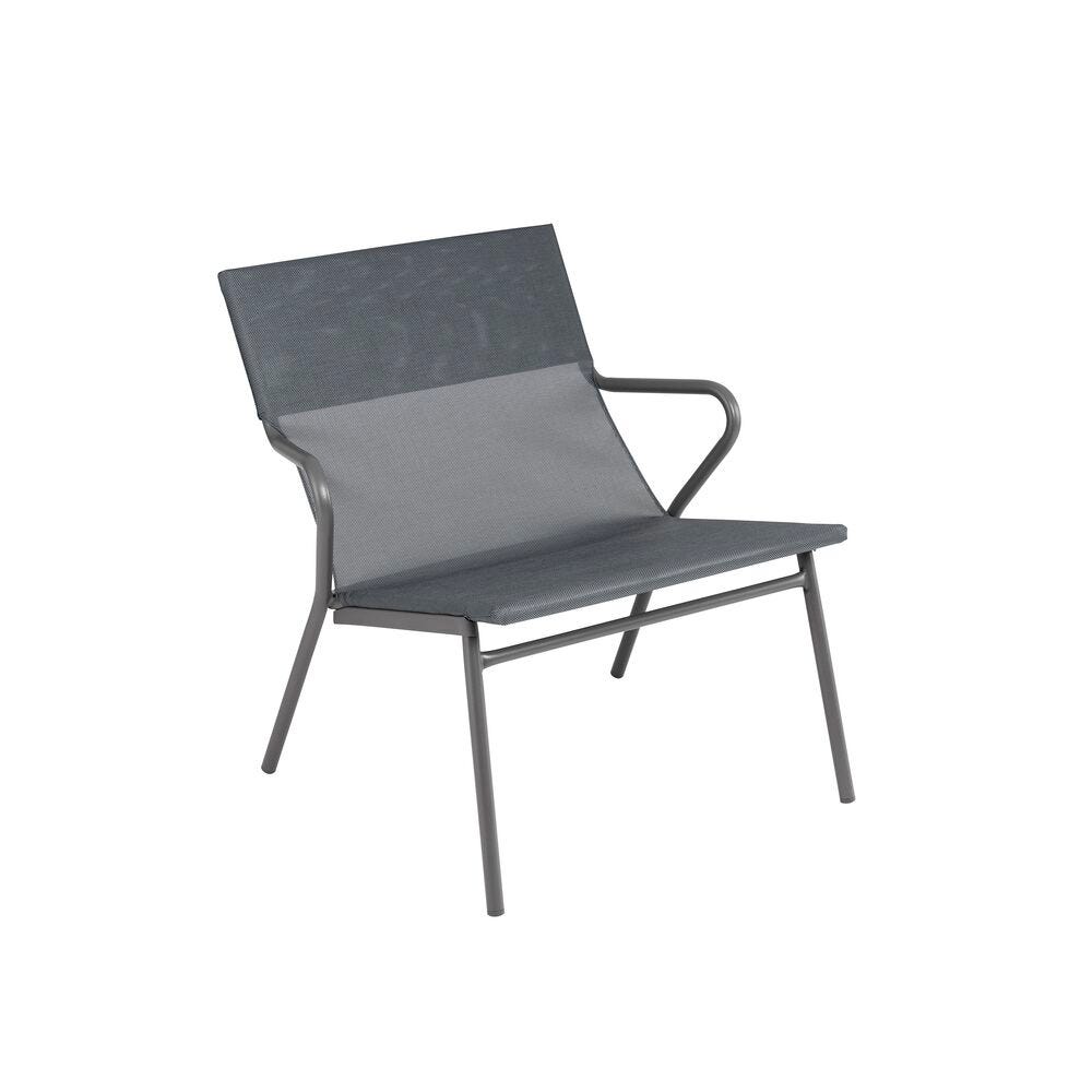 Niedriger Lounge - Sessel mit Großem Sitzkomfort Horizon Low 1P Batyline® Duo Grau Storm Grey
