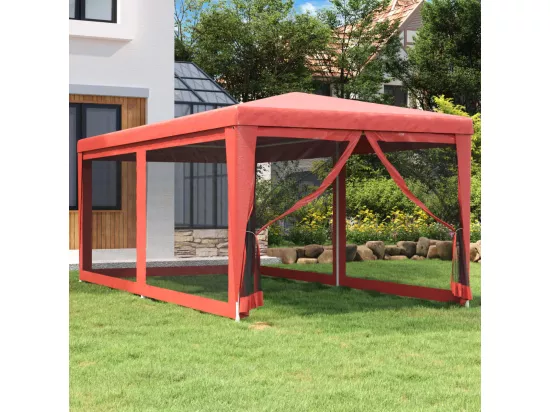 Tente de fête avec 6 parois latérales en maille Rouge 3x6m PEHD