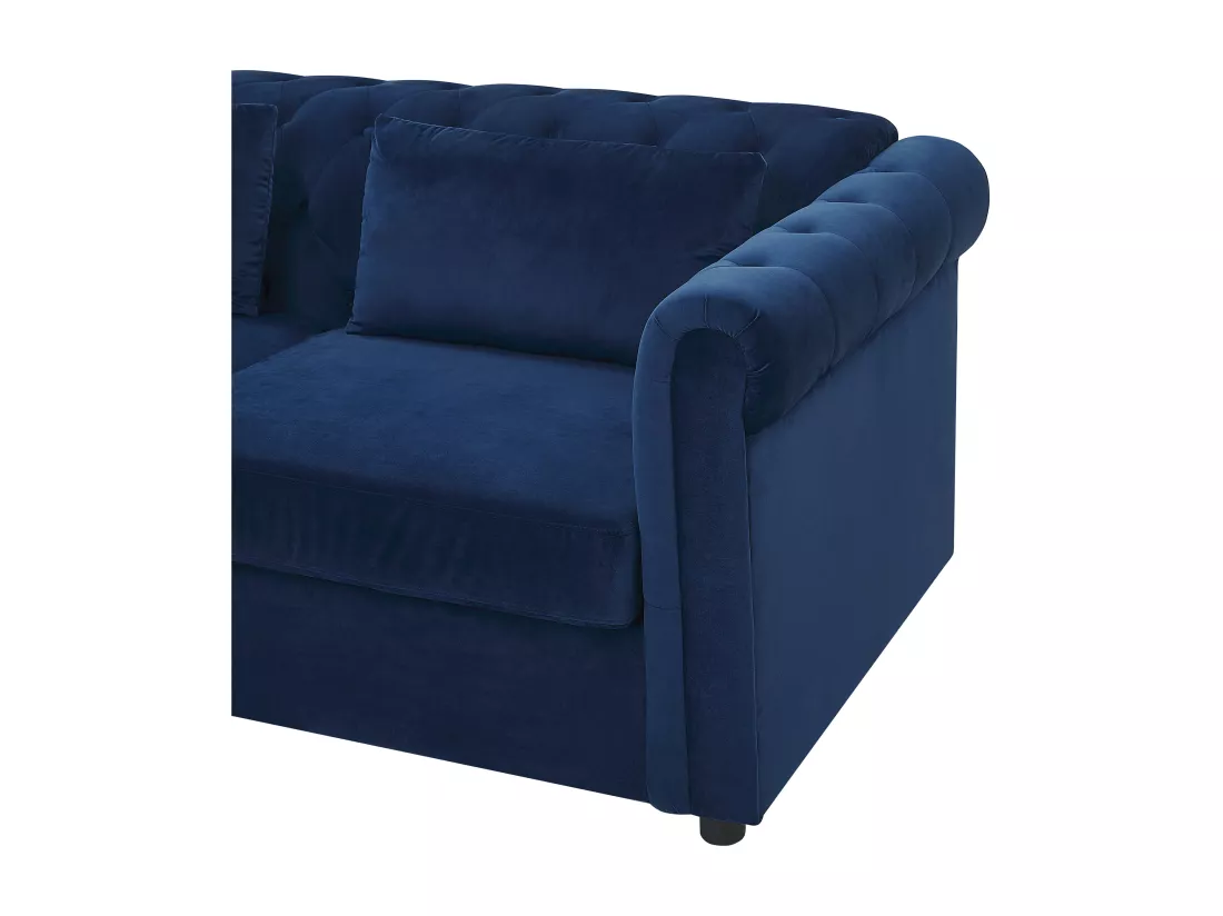 Canapé convertible 3 places en velours bleu foncé CHESTERFIELD