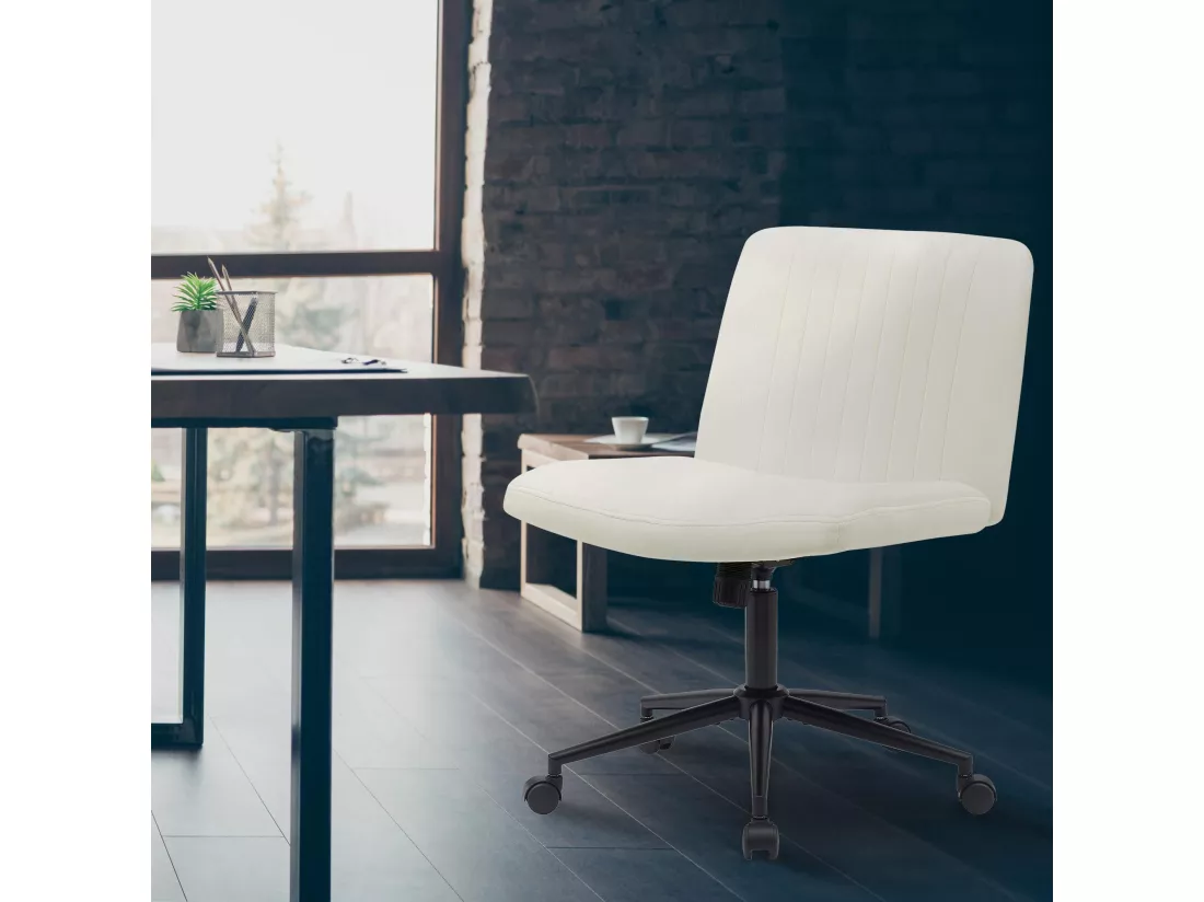 Chaise de bureau - Velours - Crème - Kingman