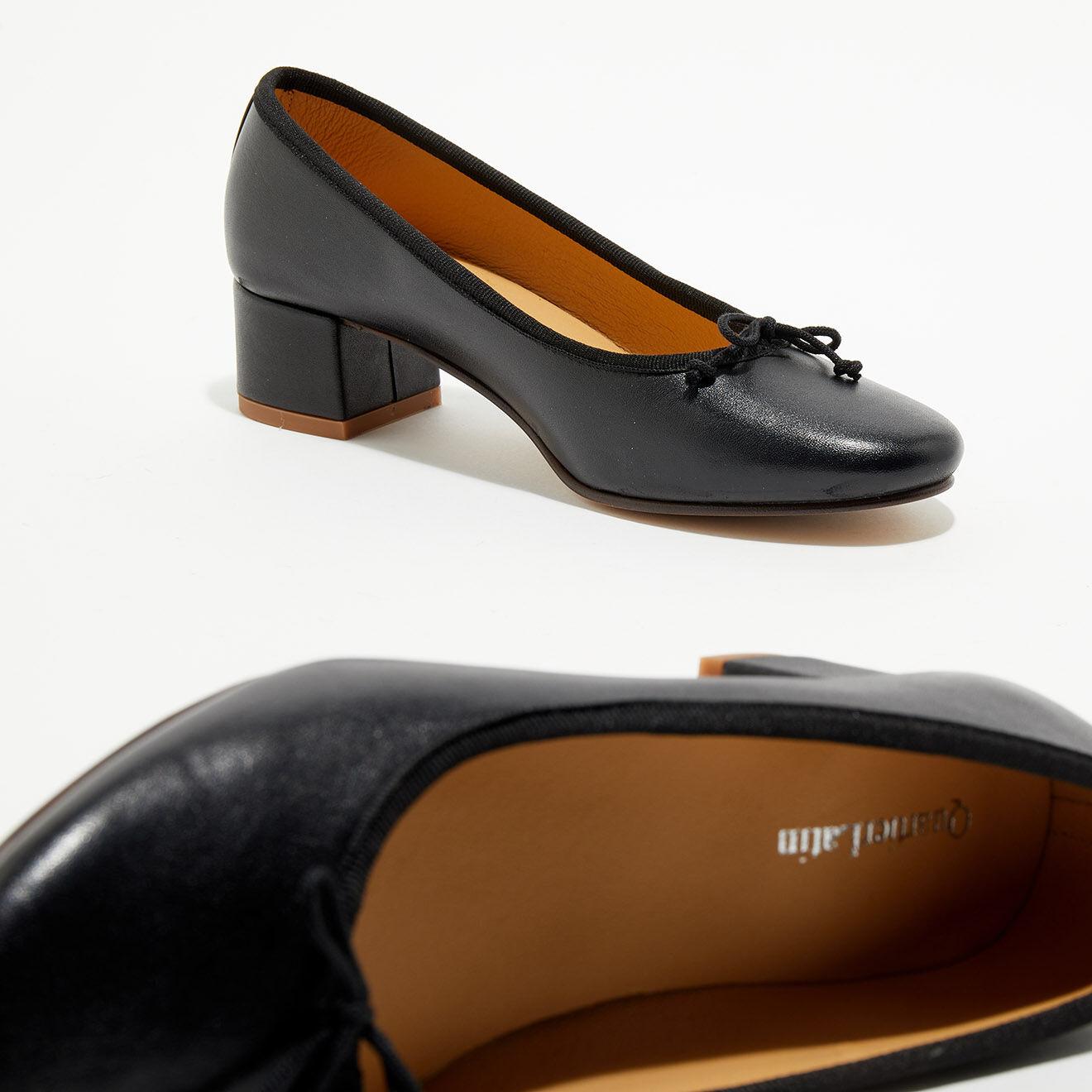 Quartier Latin Ballerines trotters en Cuir Diane noires - Talon 4 cm