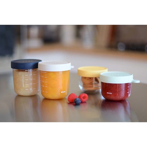 Coffret 4 portions verre Bleu/Jaune - BEABA