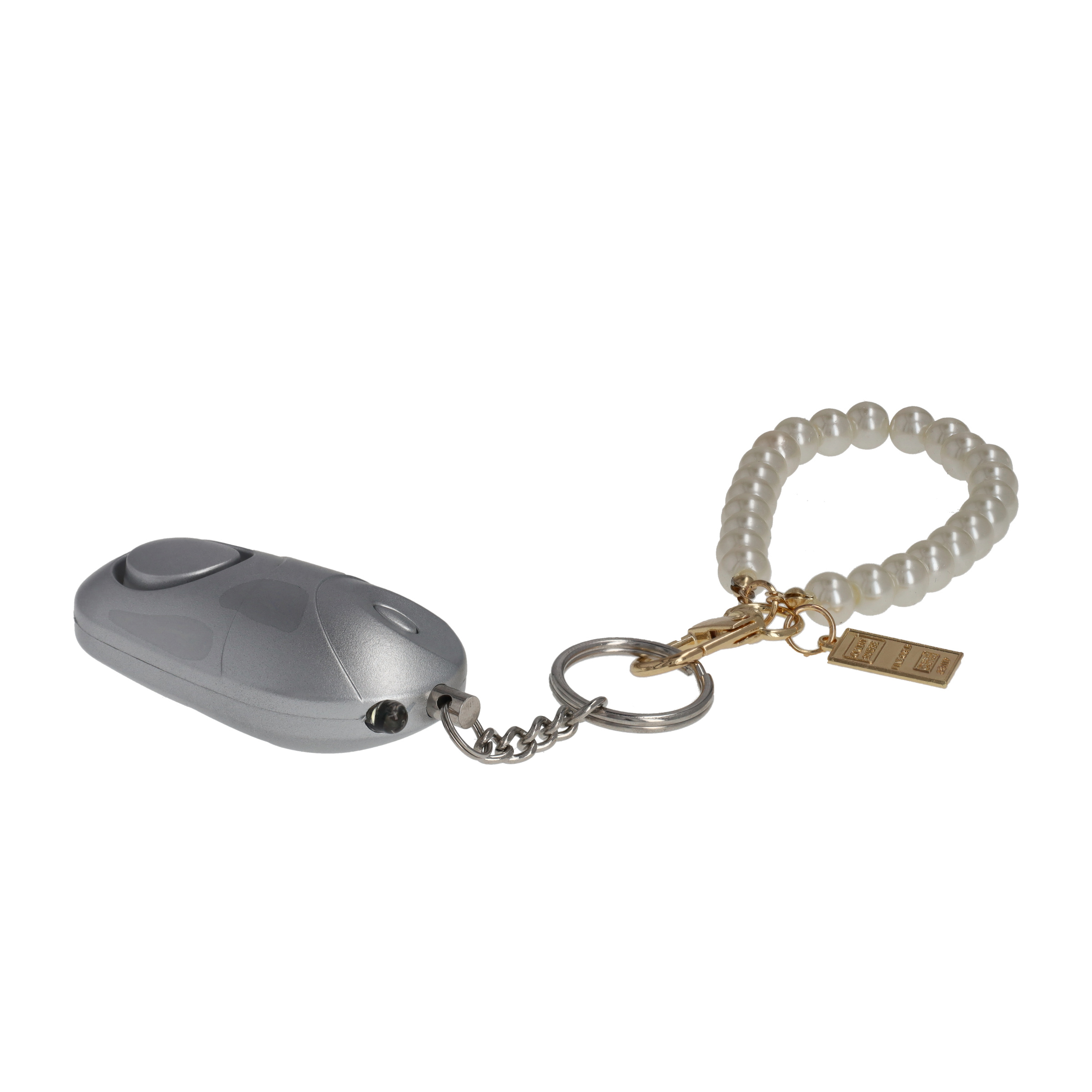 Mobiler Taschen Alarm (135db) Personen Alarmanlage Alarmsirene mit LED und Schlüssel Anhänger - Silber