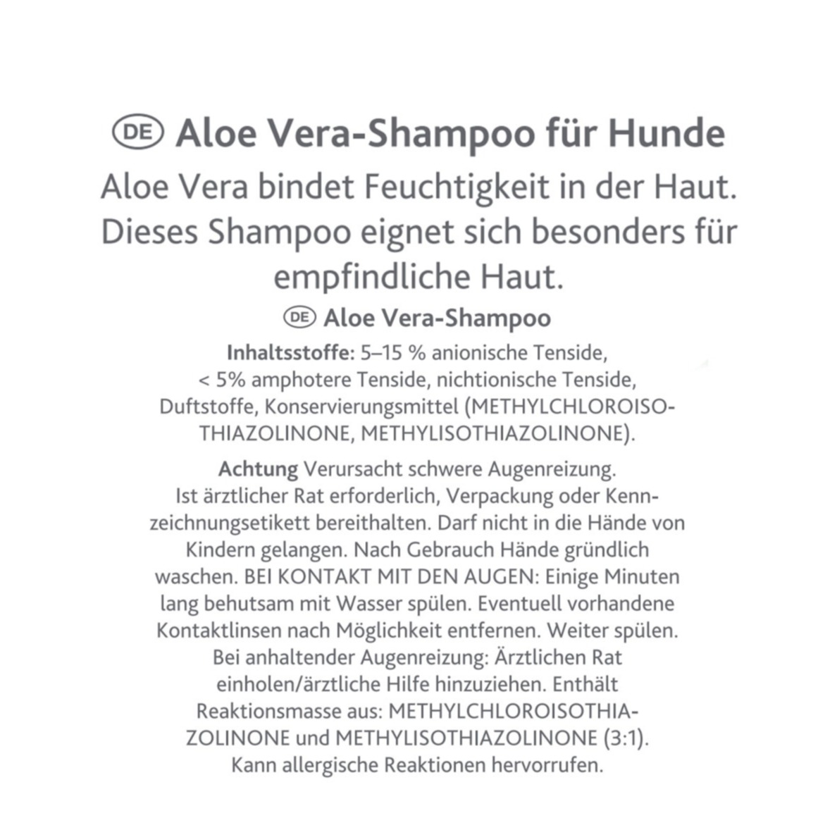 (250ml) Aloe Vera Shampoo mit Vitalstoffen Fell Pflege für Hunde (2898)