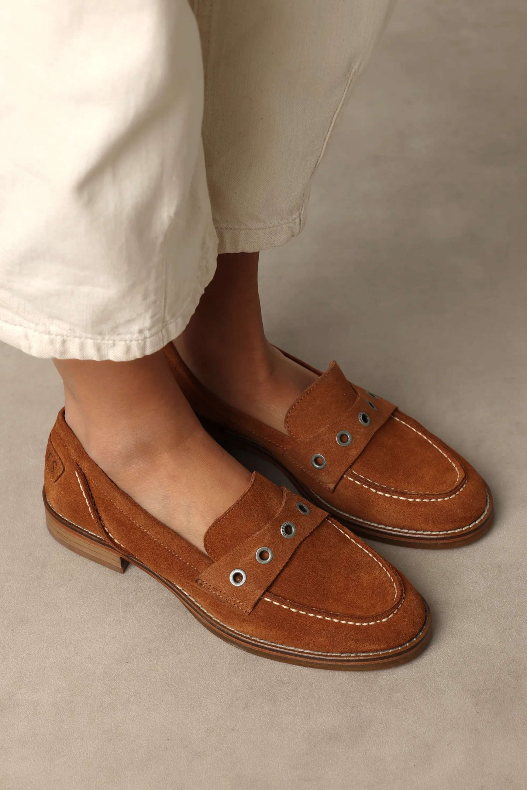 FES LOFA LOAFERS Suede Cognac