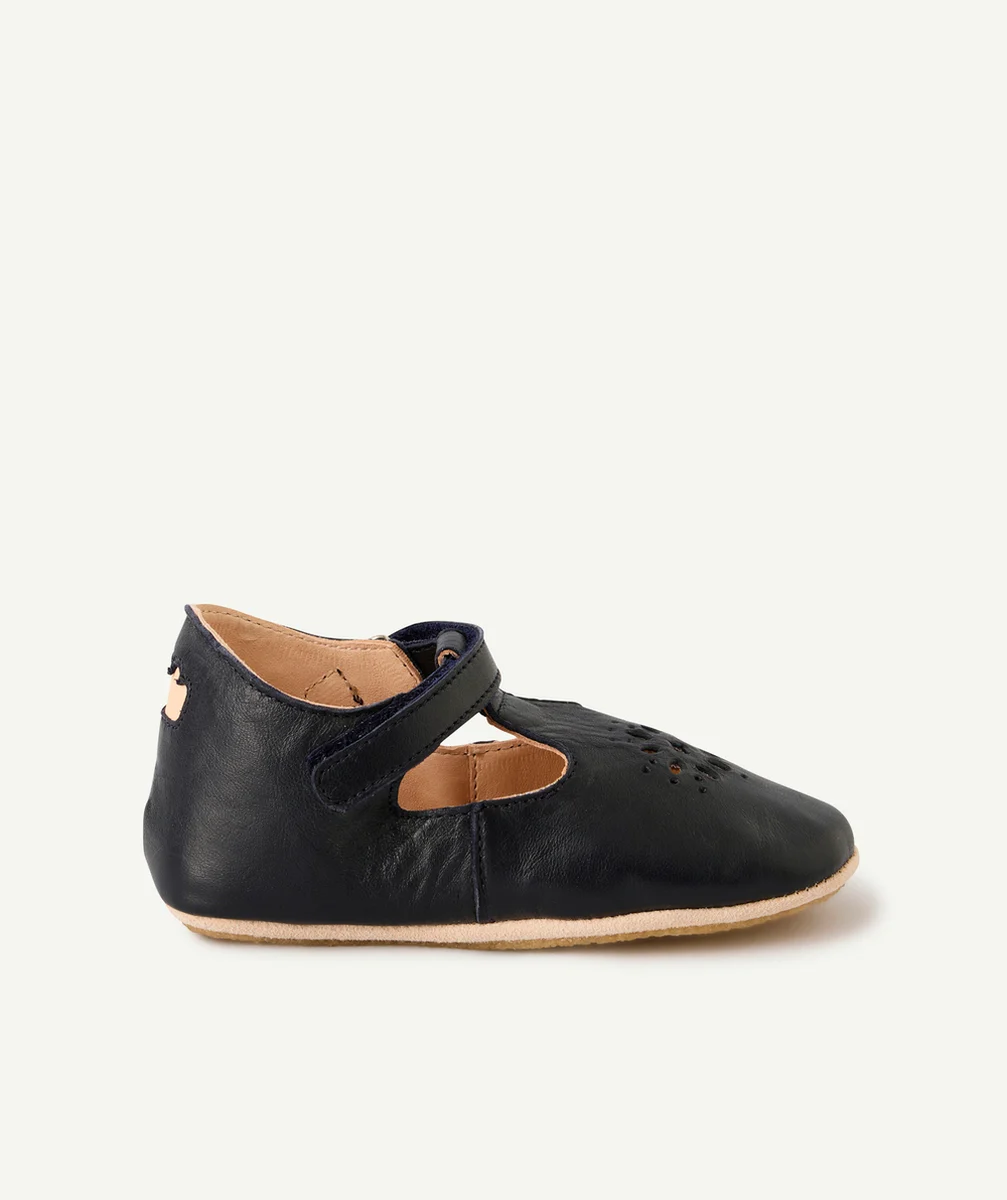 EASY PEASYCHAUSSONS EN CUIR BLEU MARINE