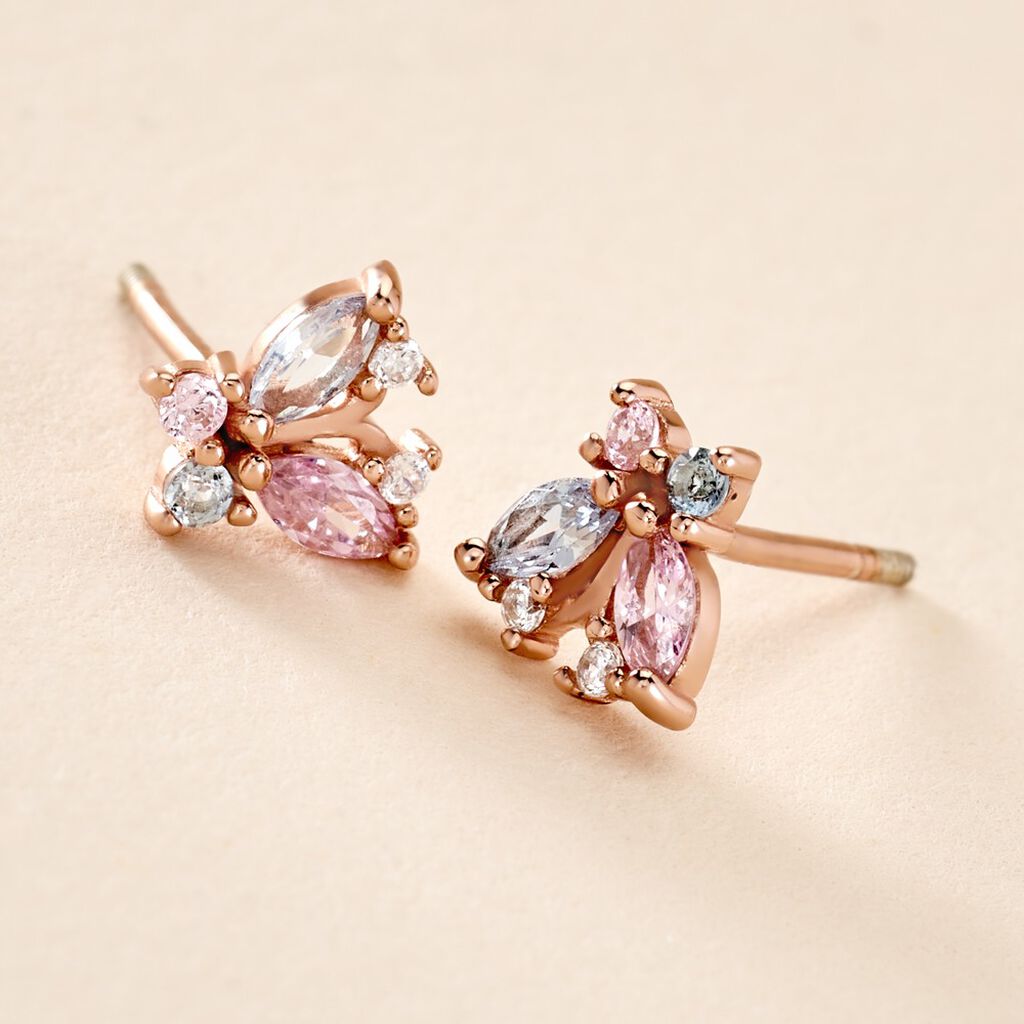Boucles D'oreilles Puces Callisto Argent Rose Oxyde De Zirconium