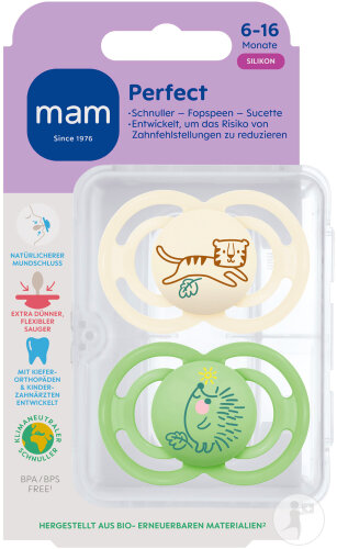 Mam Sucette Perfect Silicone Pure 6-16 Mois Unisex 2 Pièces