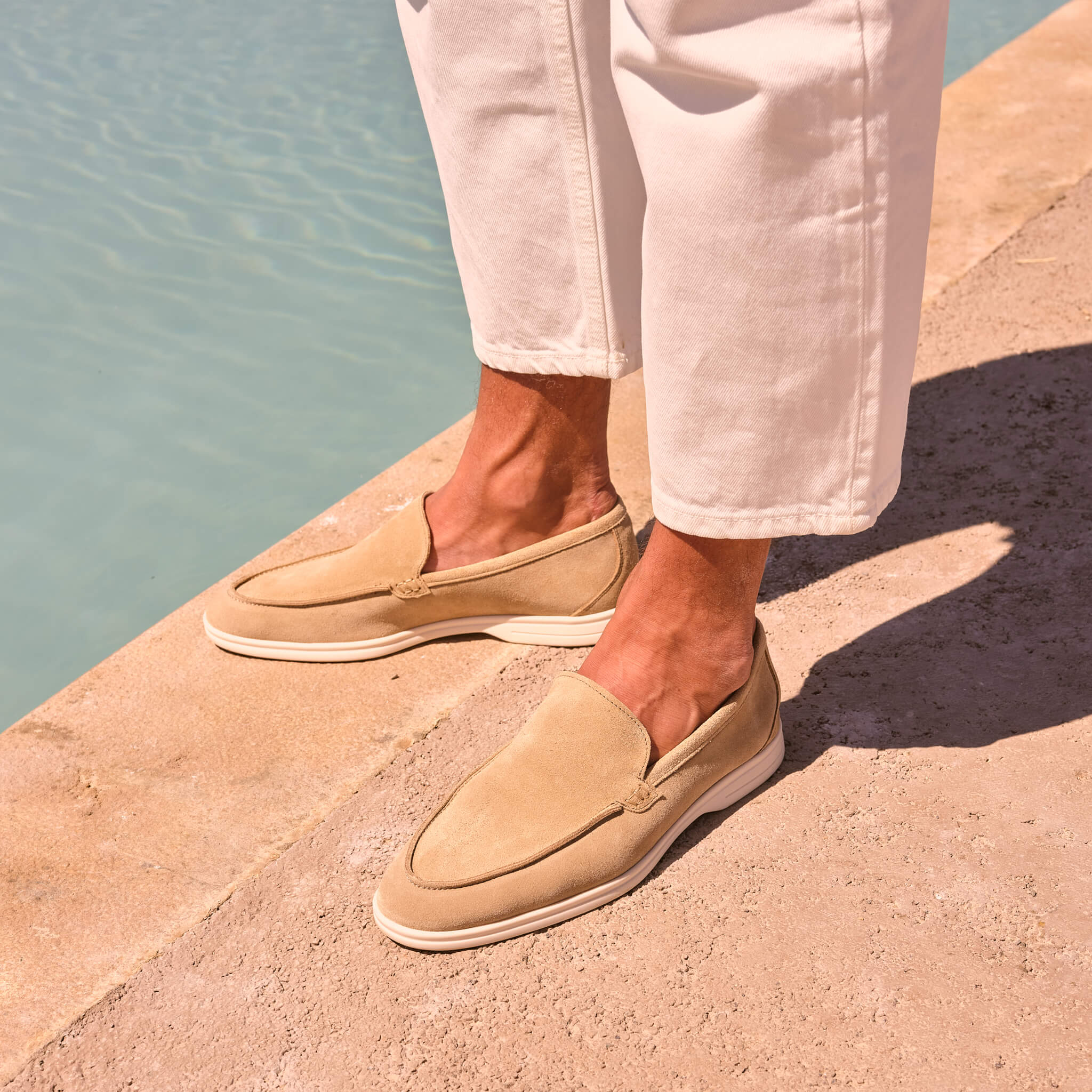 Momy-Mocassin en veau velours beige