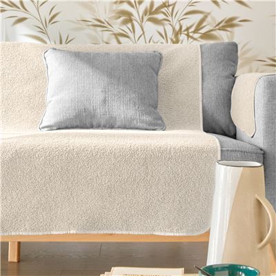 Protège-fauteuil et canapé universels - bouclette Sherpa