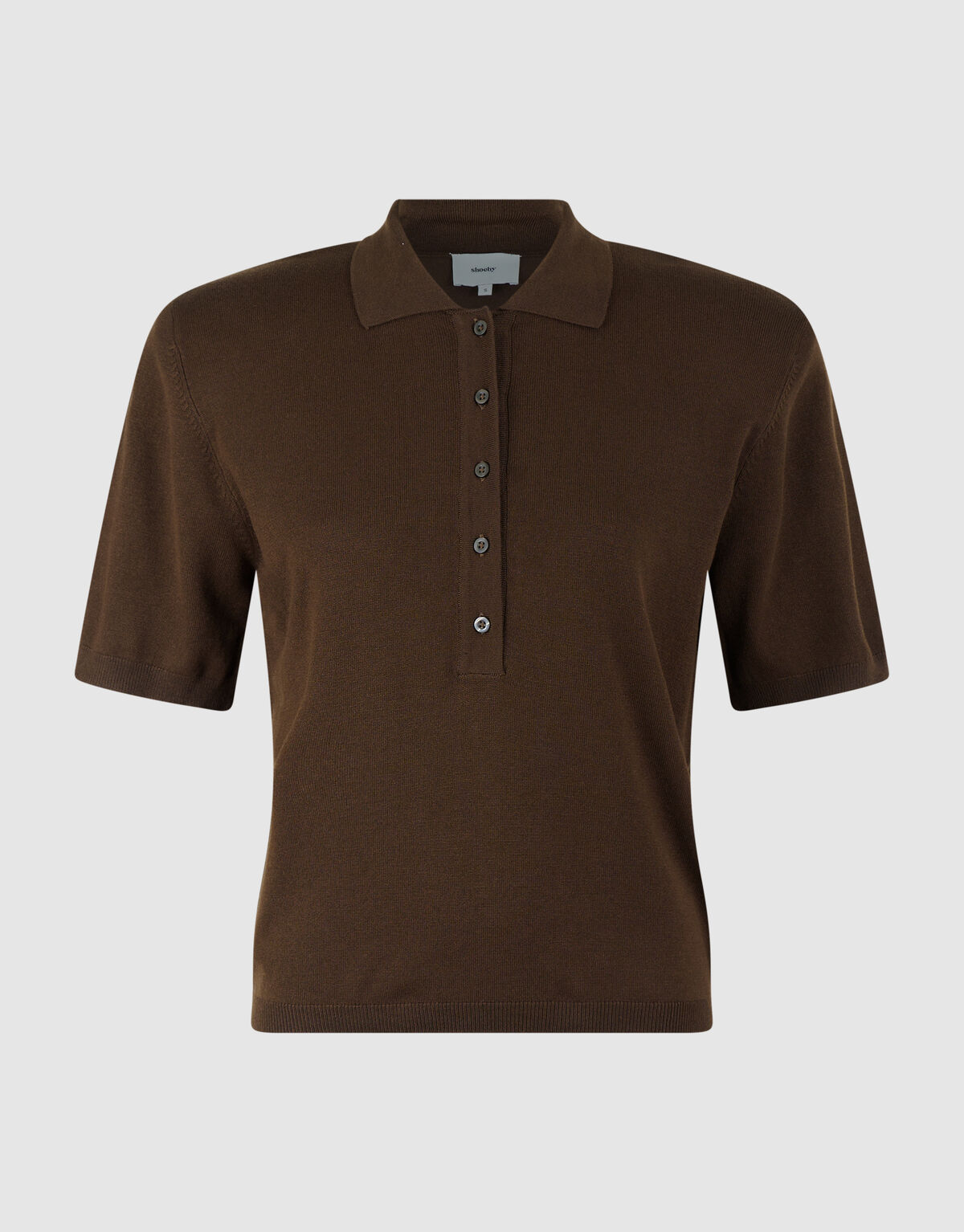 Shortsleeve Gebreide Polo Bruin