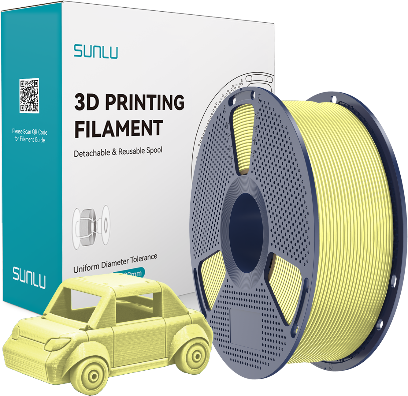 SUNLU  PETG Lemon Yellow, 1,75 mm / 1000 g    Zähes, leicht zu druckendes PETG Filament