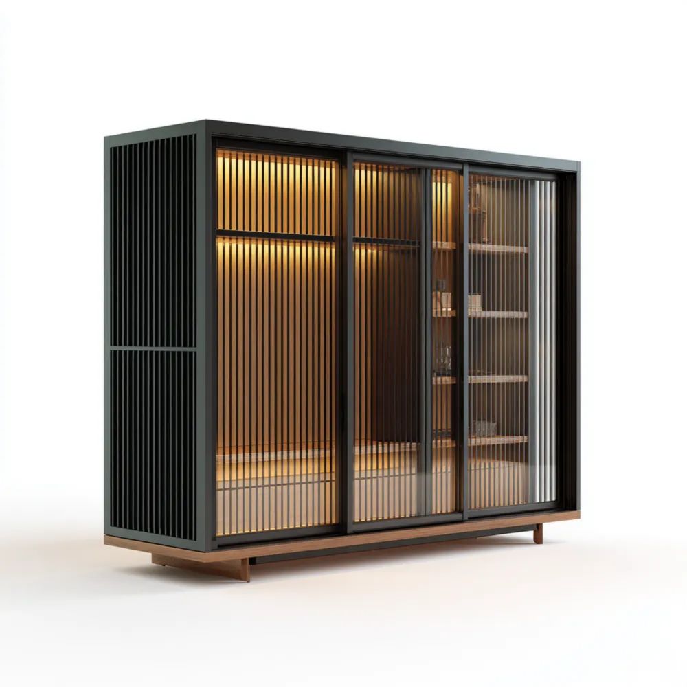 Vitrine Holz 200x180x50 cm – Schwarz – Modernes Design
